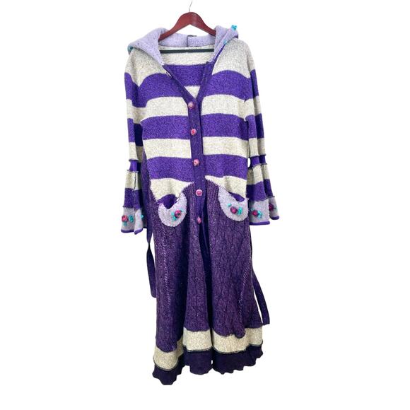 Handmade Womens Sweater Dress Sz L Wool Holiday Ugly Colorful Art to Wear Artsy - Picture 2 of 13